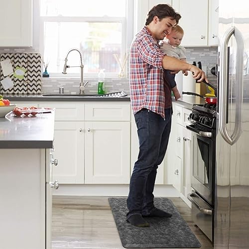 Miniatura 36 de KMAT Tapete de cocina acolchado antifatiga, impermeable, antideslizante, tapete ergonómico y cómodo para el hogar, oficina, fregadero, lavandería