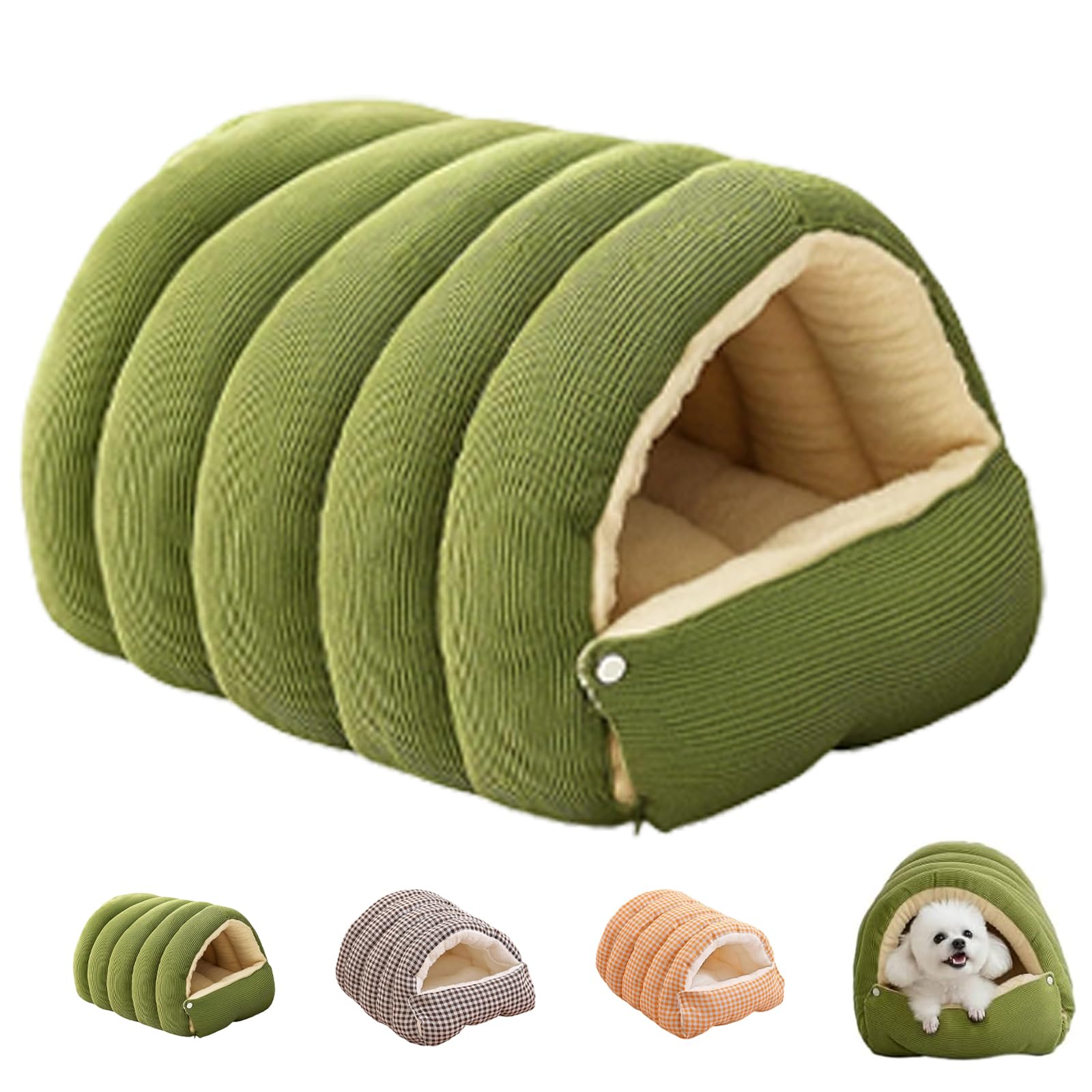 Cozy Monster Cat Bed, Indoor Removable Pet Cave, Indoor Cats with Removable Cushion, for Kittens and Small Dogs (Green, M)