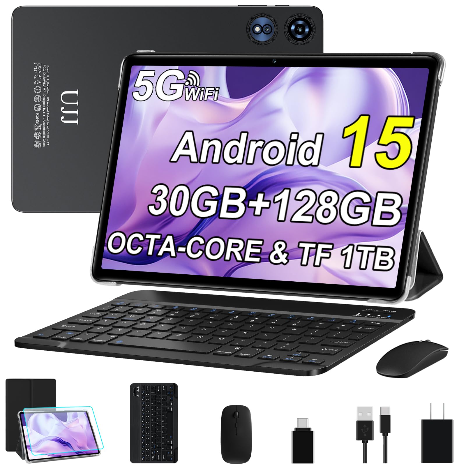 Android 15 Tablet 30GB RAM 128GB ROM 1TB Expand, 10 inch Tablets with Octa-Core, Tablets with Keyboard Mouse, 8000mAh Battery, HD IPS Display, GPS, 5G WiFi, Widevine L1-image-48