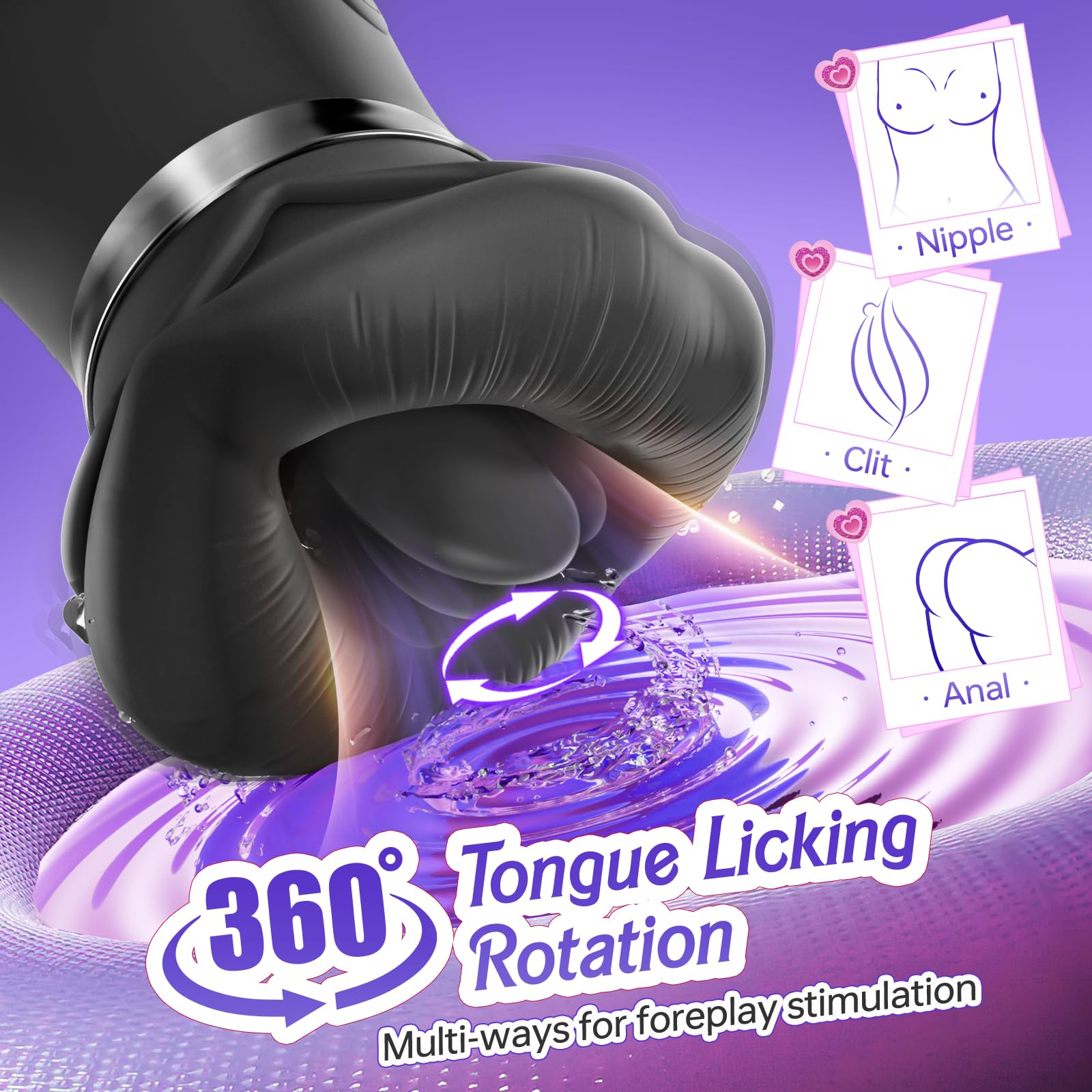 Vibrator Adult Sex Toys for Women - Sovokn 5IN1 Mouth Sucking Vibrator Rose Sex Toy, 10 Tongue Licking, 3 Auto & 1 Manual Sucking Adult Toys New APP, Anal Clit Nipple Vibrators Female Couples Sex Toys: Black