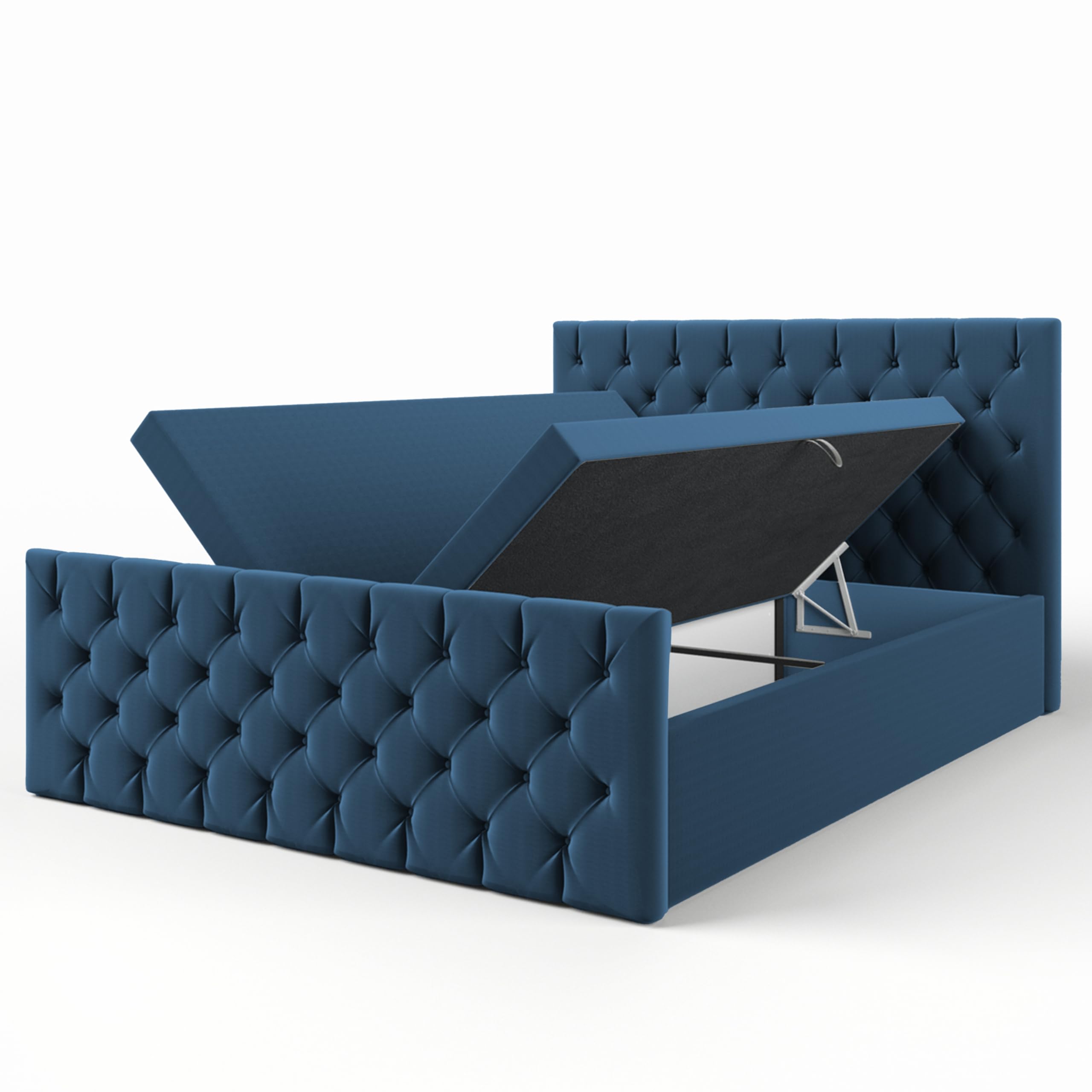 Boxspringbett 200x200 mit Bettkasten - Bett mit Matratze und 2 Bettkästen - Schlafzimmerbett mit Topper - Bequemes und Elegantes Doppelbett für das Schlafzimmer