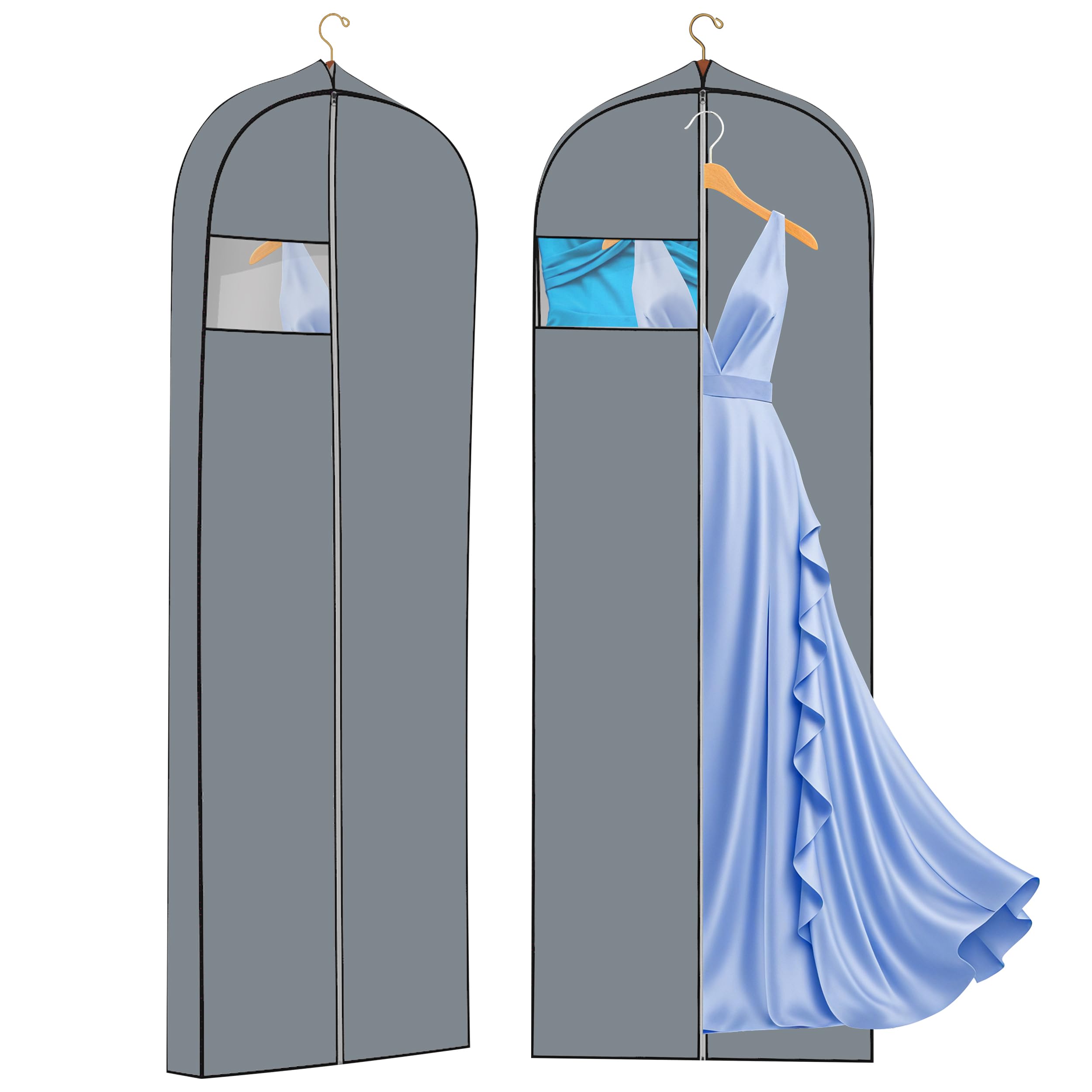Dress Bags for Gowns Long 1 Pack 65 Garment Bags for Hanging Clothes 4 Gusseted Clothing Bags for