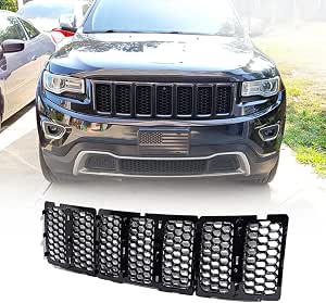 Astra Depot 7-Piece Retro Gray Grill Inserts For 2014-2018 Jeep Cherokee Front Grille - Honeycomb Mesh & Trim Covers
