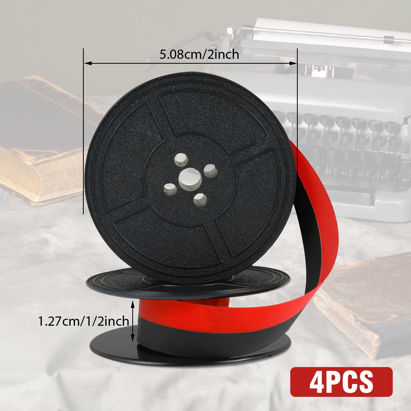 4 Nastri Per Macchina Da Scrivere - Nero E Rosso, Nylon, Compatibili Con Modelli Classici - Foto 2
