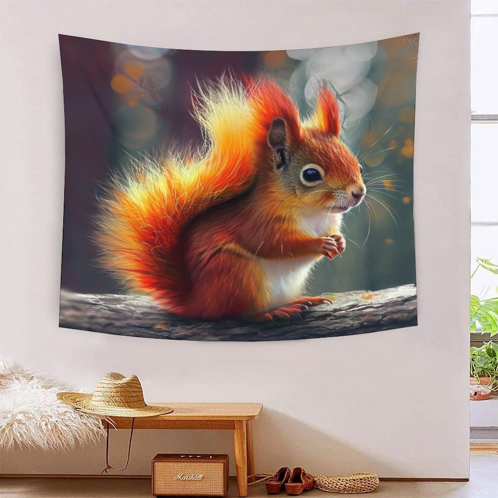 Couverture murale imprimée écureuil avec motif haute définition 3D en polyester doux - 7