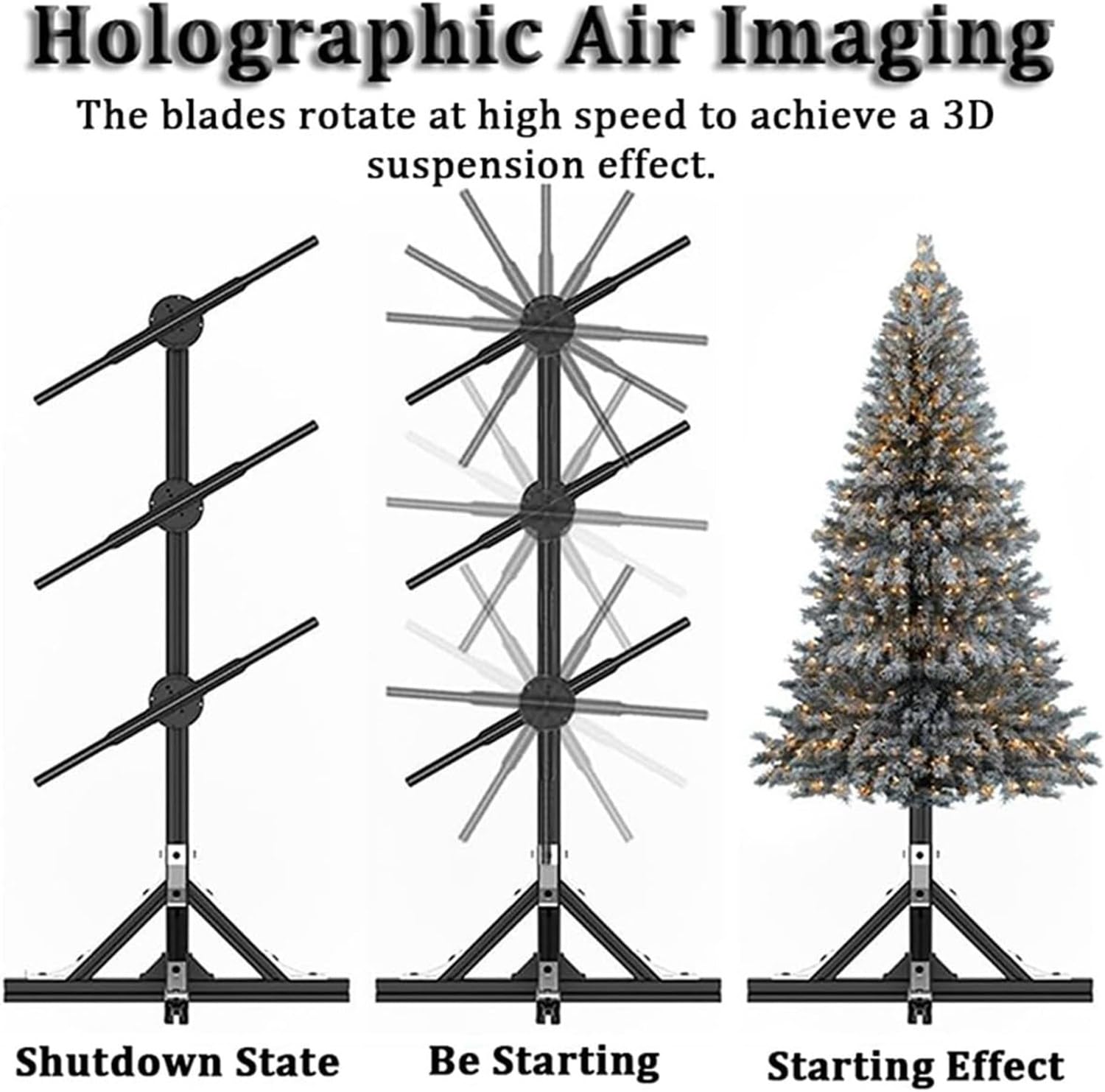 Projecteur Holographique 3D, Ventilateur D'affichage Holographique LED 3D, Avec Télécommande/Wi-Fi/Bluetooth, Pour Salons Professionnels/Affichages Publicitaires, PD45