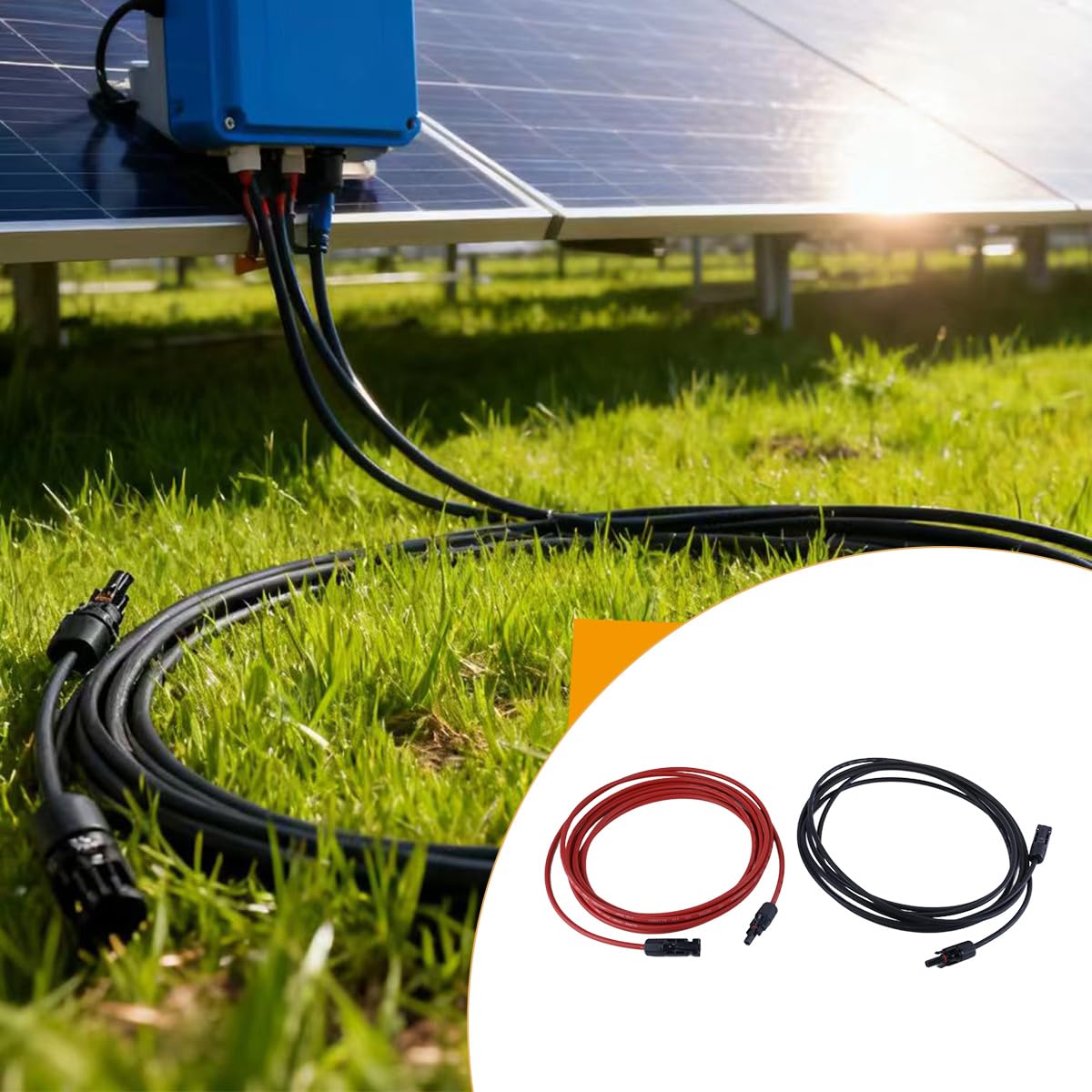 Cables De Extensión Solar (2 Unidades, 5 M, 6 Mm²), Ambos Extremos, Negro/rojo, Para Paneles Solares, Autocaravanas, Barcos Y Sistemas Aislados.