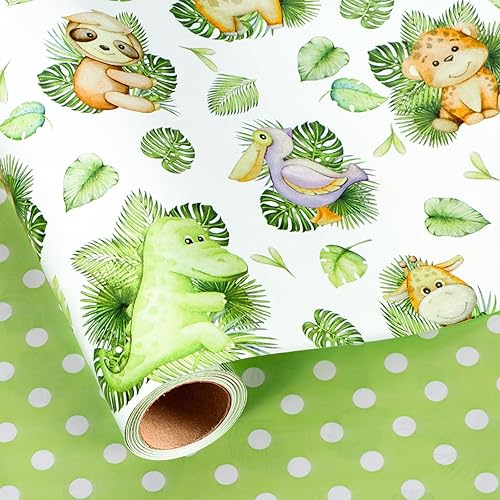 Miniatura 21 de MAYPLUSS Rollo de Papel de Regalo para Recién Nacido - 17 Pulgadas x 4.76 Metros - Lindo Diseño de Snapsuit y Botellas de Bebé Azul para Niño,