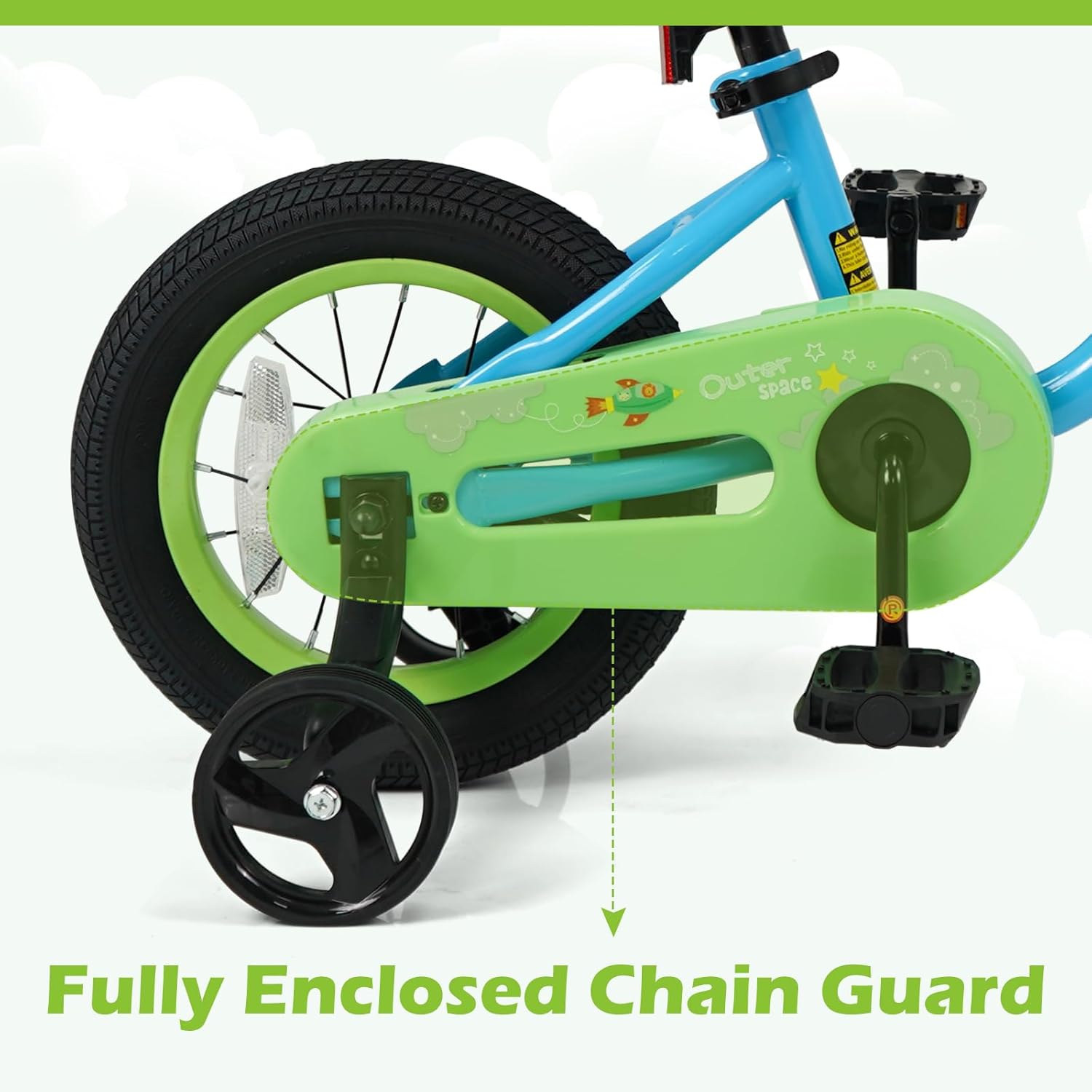 Olakids Kids Bike, 12 14 16 Inch Toddler Bicycle with Training Wheels, Space Theme Children Bike with Adjustable Seat Handlebar Handbrake Coaster Brake Safety Bell for Boys Girls 3-8