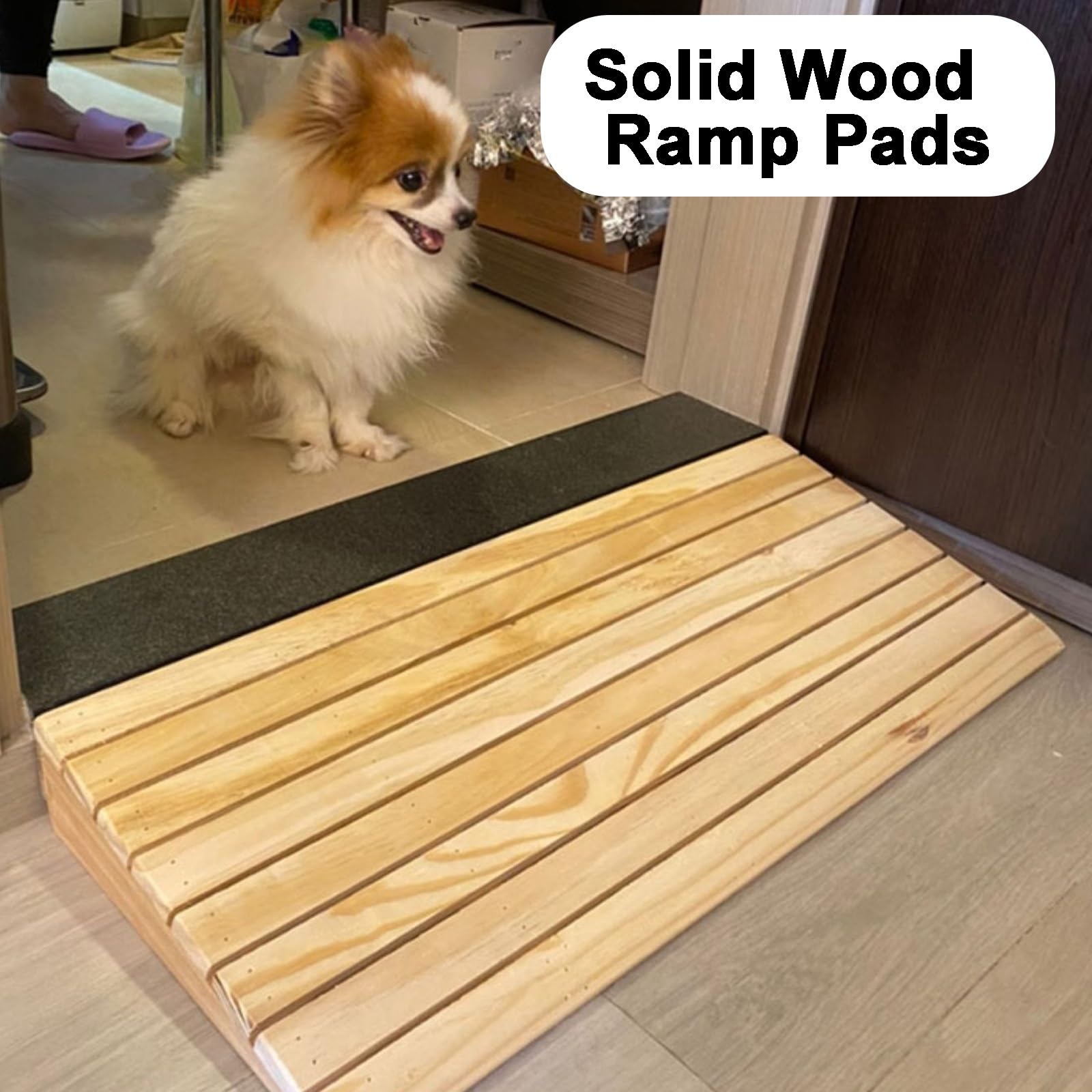 Rampas para Silla de Ruedas de Madera, Altura de 7 cm a 15 cm, Portátil, Antideslizante y Ligera, para Casas, Puertas, Patios y Entradas(20x25.8x13cm)