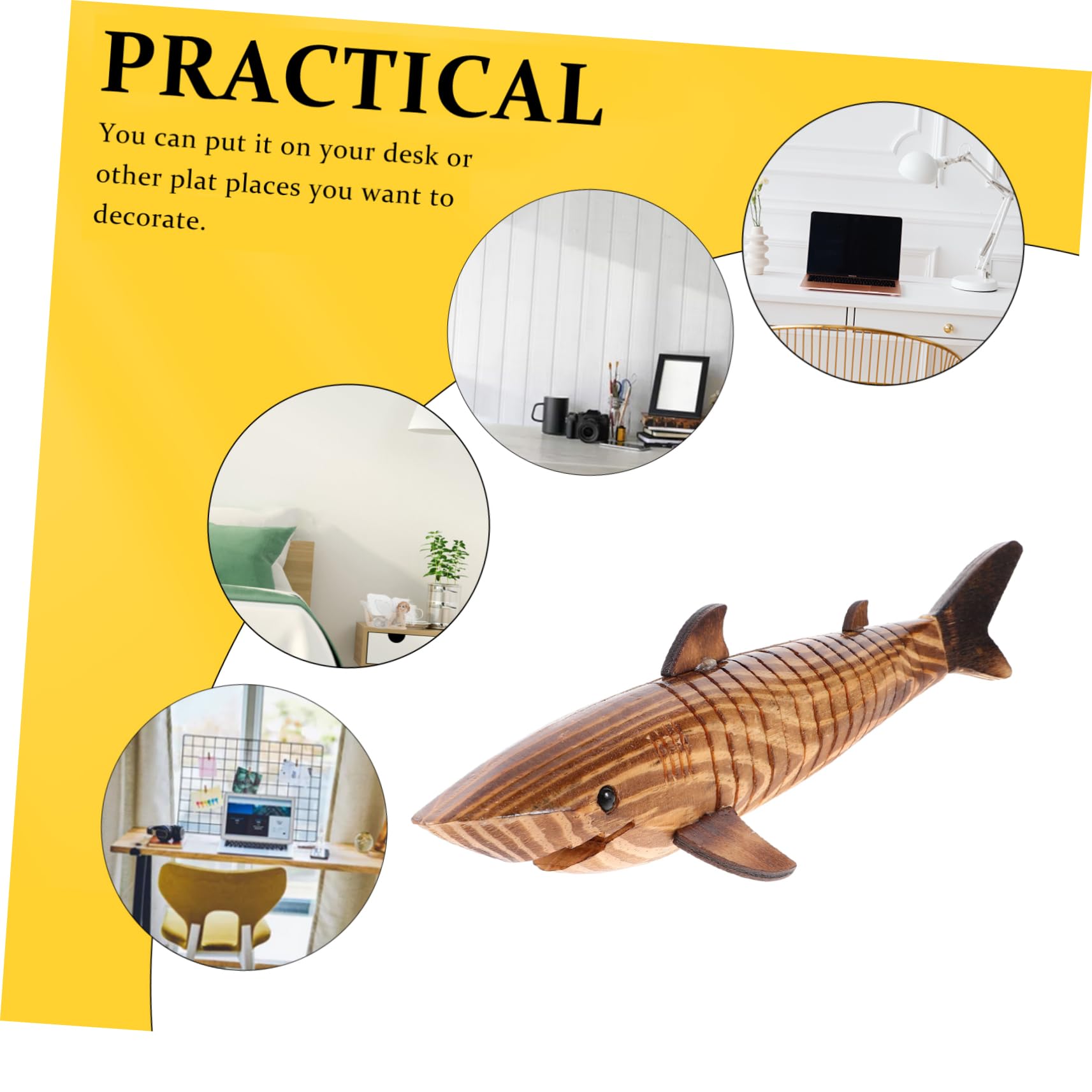 Amazon.co.jp: jojofuny 木製サメの置物 精巧な彫刻 サメの