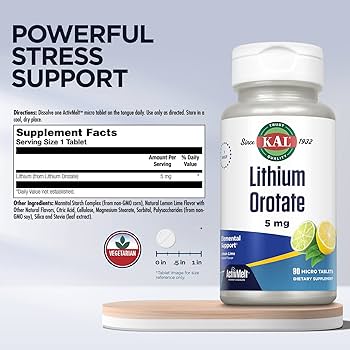 新品未開封　KAL Lithium Orotate 5mg 5本リチウム Amazon.com: KAL Lithium Orotate 5 milligrams | Low Serving