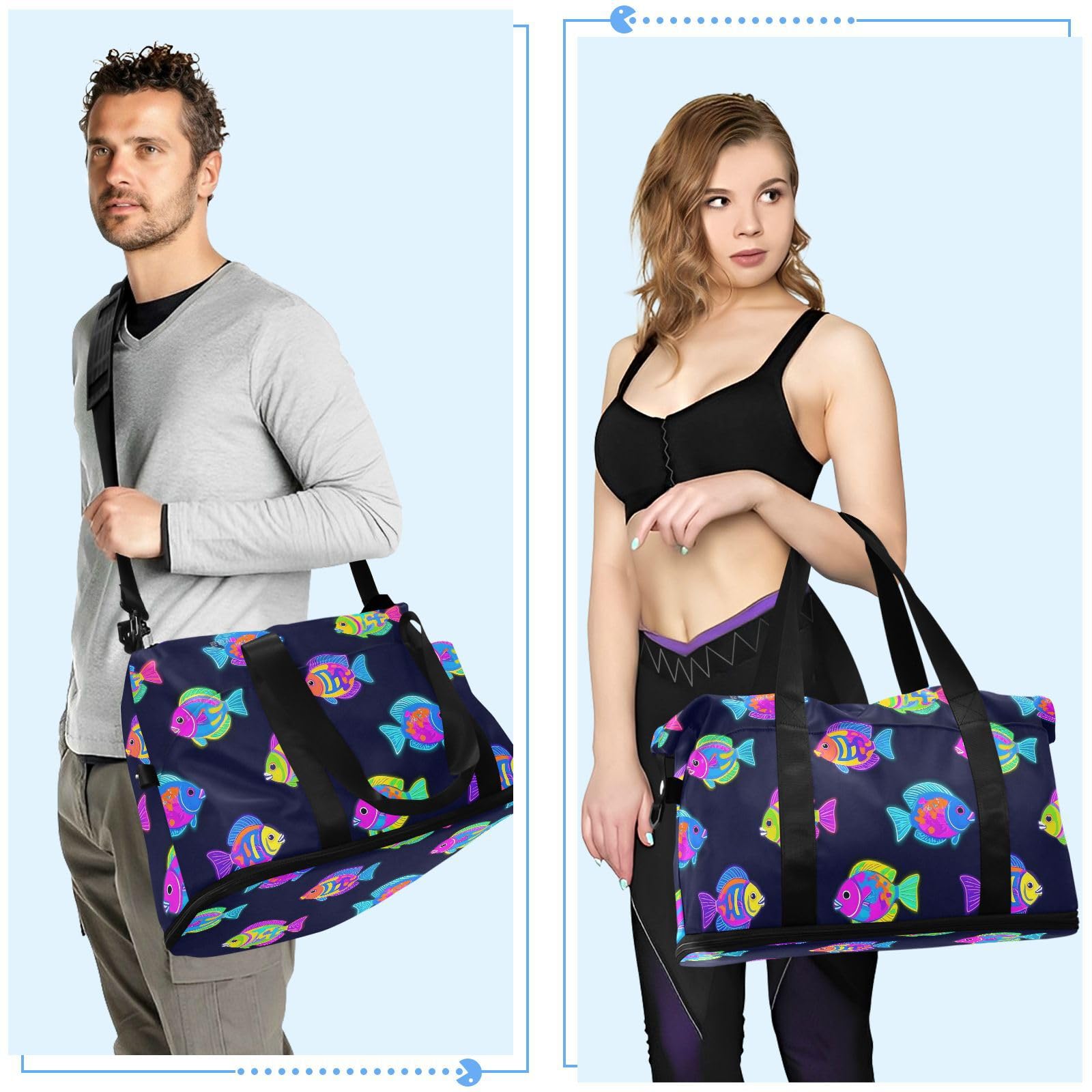 Bolsa de viaje grande de verano con bolsillo húmedo y correa ajustable, multifuncional, para hombres y mujeres
