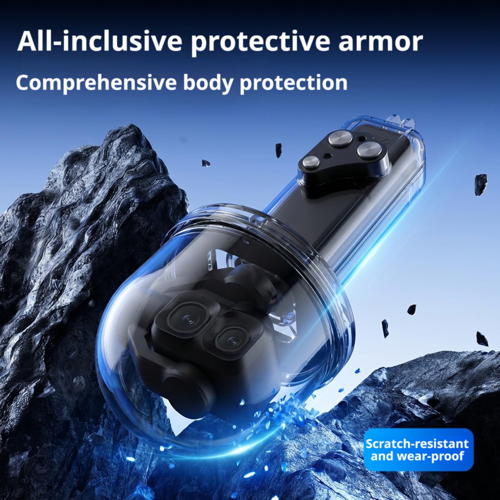Custodia impermeabile compatibile con DJI Osmo Pocket 4 PRO, custodia subacquea IPX8 da 50 m con obiettivo PC ad alta trasparenza, guscio protettivo subacqueo per surf e snorkeling