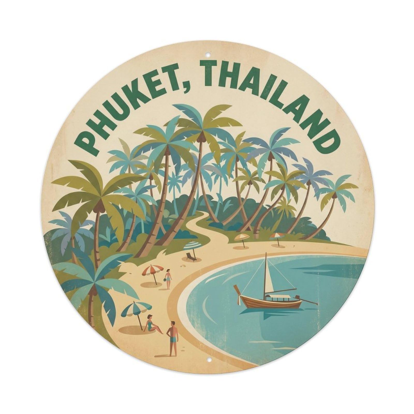 Island Shore Phuket Karon Beach Coastal Surf Coast Metal Tin Sign