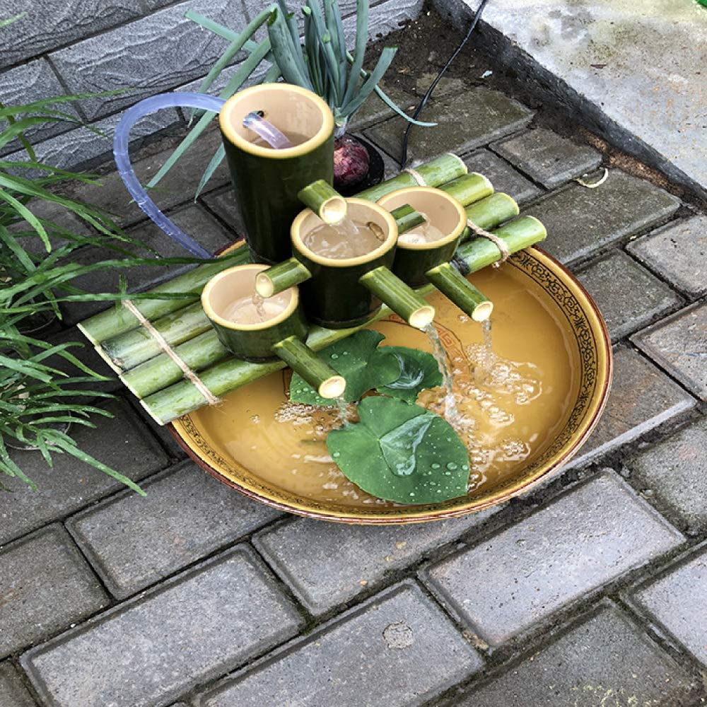 Bamboo Fountain Water Feature Bamboo Fountain Pump Decor Water Spout Garden Decoration Waterfall Sculptures Statues Arts Crafts Artwork Crafting Outdoor Garden Feature