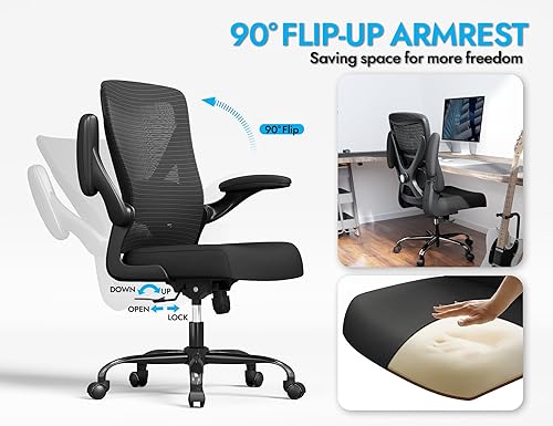 Miniatura 4 de Silla de oficina ergonómica con soporte lumbar, sillas de escritorio ajustables para computadora en casa, juegos y trabajo, sillas de escritorio