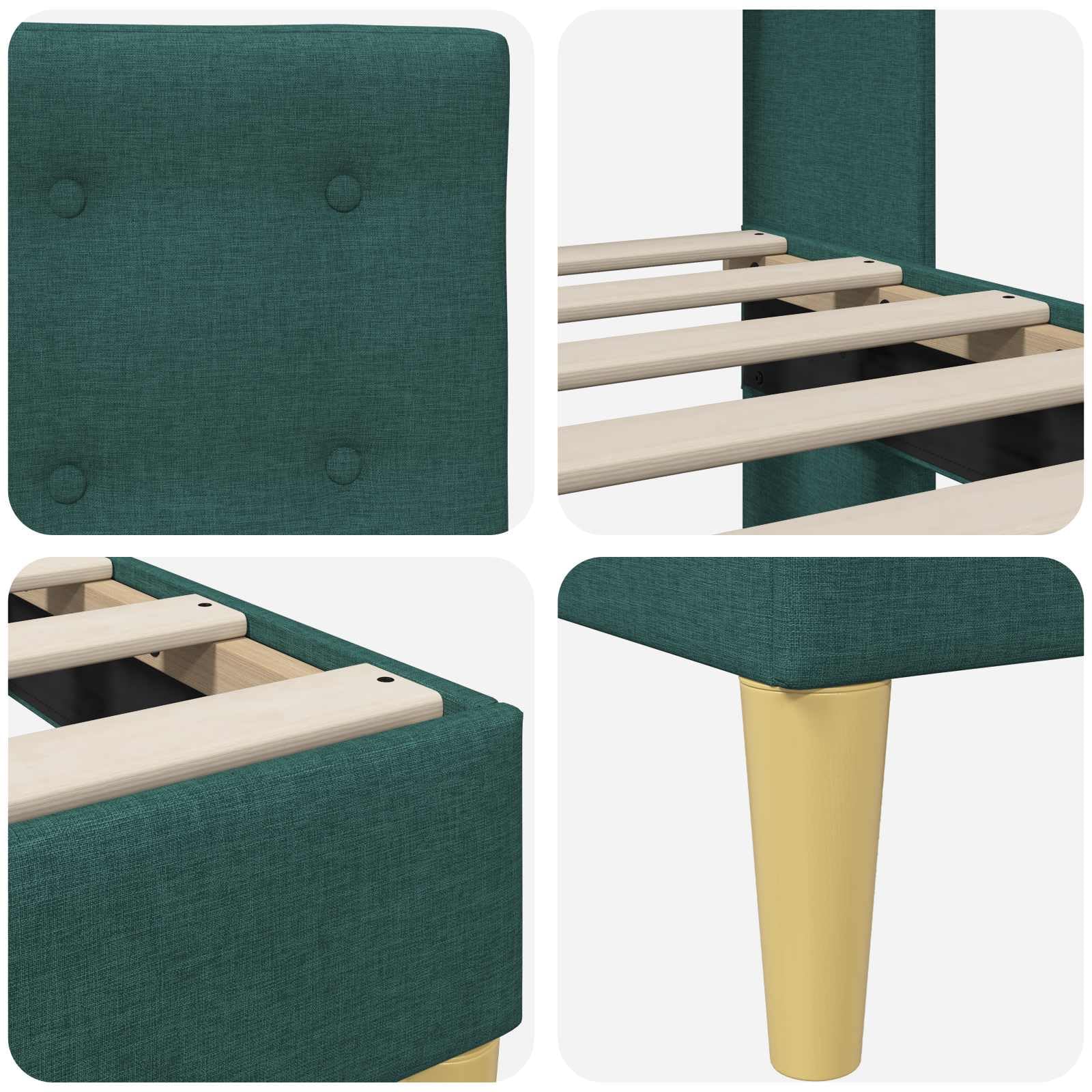 Rama de cama verde oscuro 90x190 cm tejido suave moderno minimalista con cabecero de contrachapado resistente a las manchas fácil de limpiar patas cónicas elegantes para dormitorio salón hogar