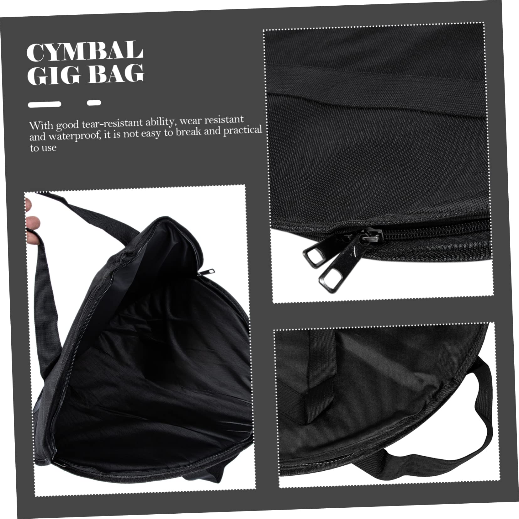 Bolsa Portátil para Platillos y Funda para Batería Algodón Grueso y Tela Oxford Resistente al Agua para Transporte y Viaje en Color Negro