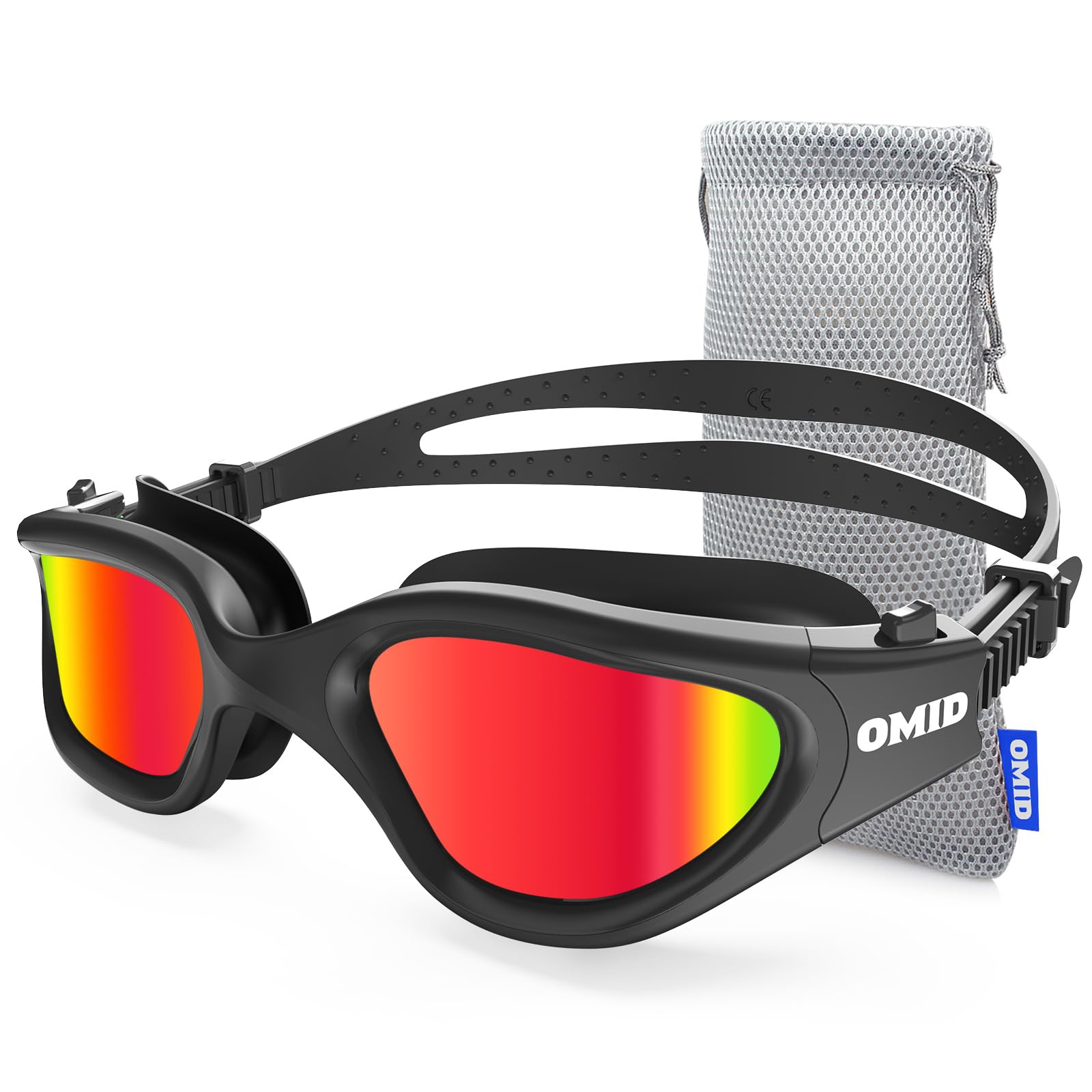 OMID Schwimmbrille, bequeme, polarisierte Schwimmbrille, beschlagfrei, auslaufsicher, UV-Schutz, kristallklare Sicht, Schwimmbrille für Herren, Damen, Erwachsene