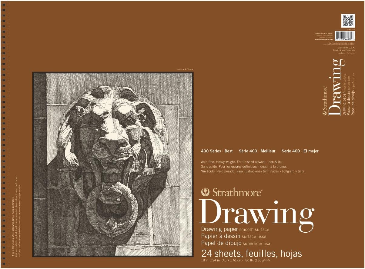 Strathmore (400-108) 400 Series Drawing, Smooth Surface, 18 by 24", 24 Sheets , White
