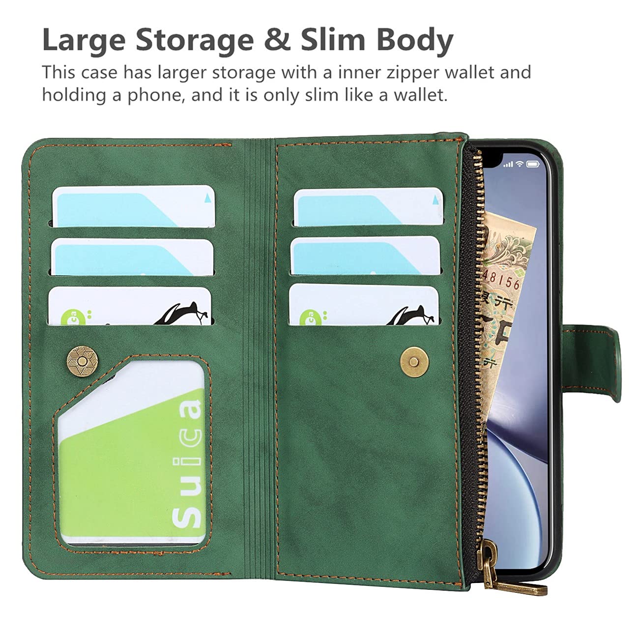 Funda Tipo Cartera Para IPhone 15 Pro De 6.1 Pulgadas, Magnética, 2 En 1 Desmontable Con Tapa Trasera Piel Con Bloqueo Rfid A Prueba De Golpes