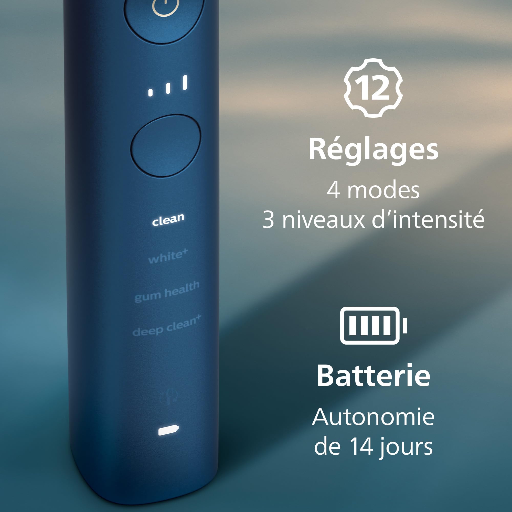 Philips Sonicare DiamondClean 9000 - Brosse à dents électrique avec application, Édition spéciale, Capteur de pression, Socle de charge, Bleu marine, modèle HX9911/89