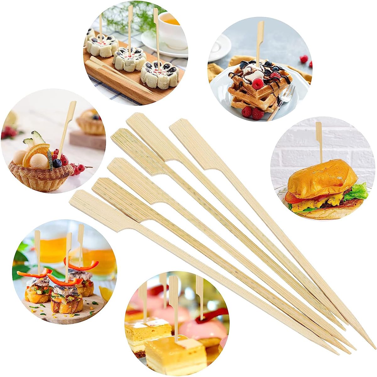 Spiedini In Bambù Per Finger Food - 100 Pezzi Da 12 Cm Per Party, Compleanni E Aperitivi
