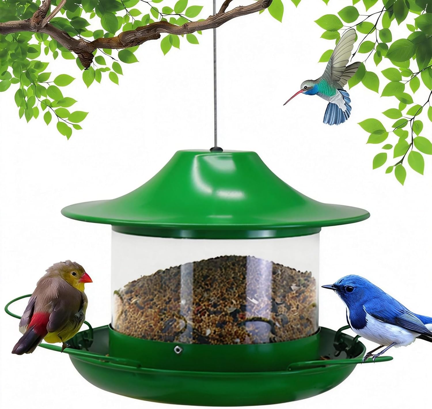 Bird Feeders for Outdoors Hanging, Heavy Duty Metal Bird Feeder for Wild Birds, 4.5Lbs Large Capacity Weatherproof Birdfeeder for Outside Garden Yard,Easy to Clean and Fill, (Bronze)