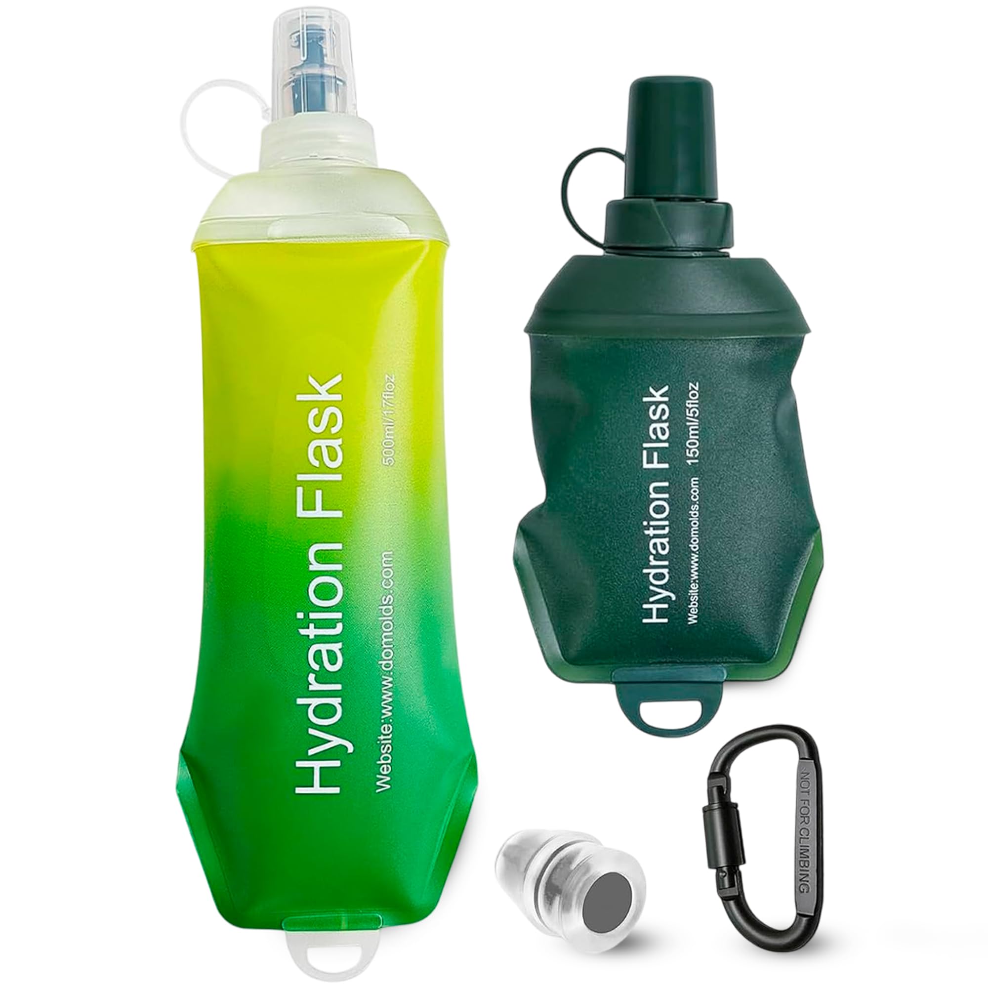 2 Pack Collapsible Water Bottles – 500ml + 150ml Leakproof BPA-Free Flasks | Foldable Sports Hydration Set for Gym, Hiking, Running, Travel – Lightweight & Reusable