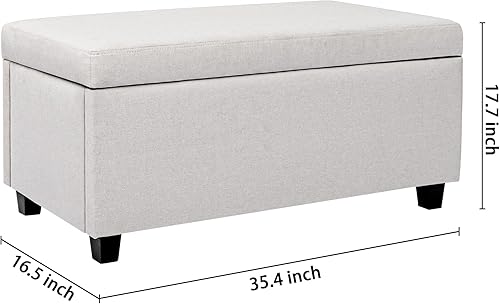 Miniatura 3 de CangLong Otomana tapizada de almacenamiento y banco de entrada para sala de estar, juego de 1, color blanco