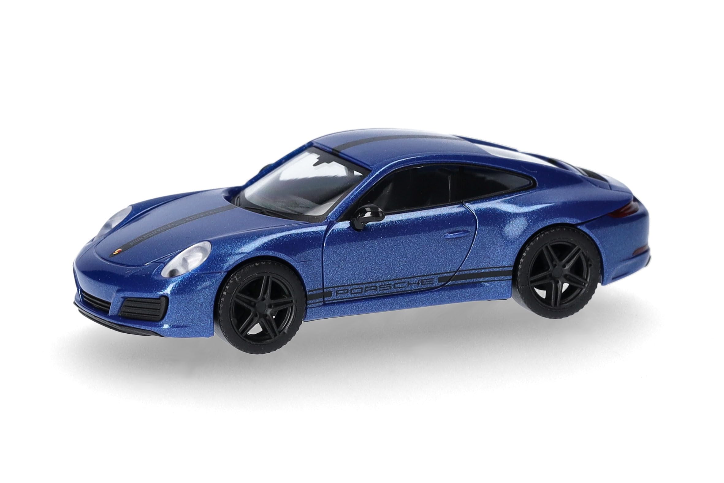 Herpa car model Porsche 911 (991) Carrera 4S, on a scale of 1:87, plastic miniature, made in Germany, collectors edition, sapphire blue