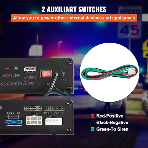 Miniatura 3 de VEVOR Sistema PA de sirena de policía, amplificador DC12V 200W sirena de policía con altavoz compacto, bocina de sirena de policía de 18 tonos,