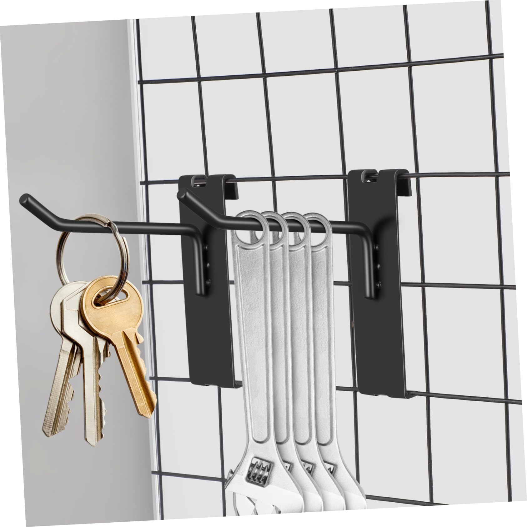 Housoutil Ganci per Pannello Forato in Ferro Nero 12 Pezzi Design Robusto e Morsetto Piegato per Organizzazione e Esposizione Sicura su Griglie e Mensole
