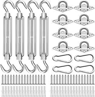 BAY Direct 40Pcs Shade Sail Hardware Kit, 5 Inch 304 Grade Stainless Sun Sail Hardware Kit for Triangle Rectangle Sun Shade Sail Installation, Outdoor Patio Swimming Pool Backyard Accessory