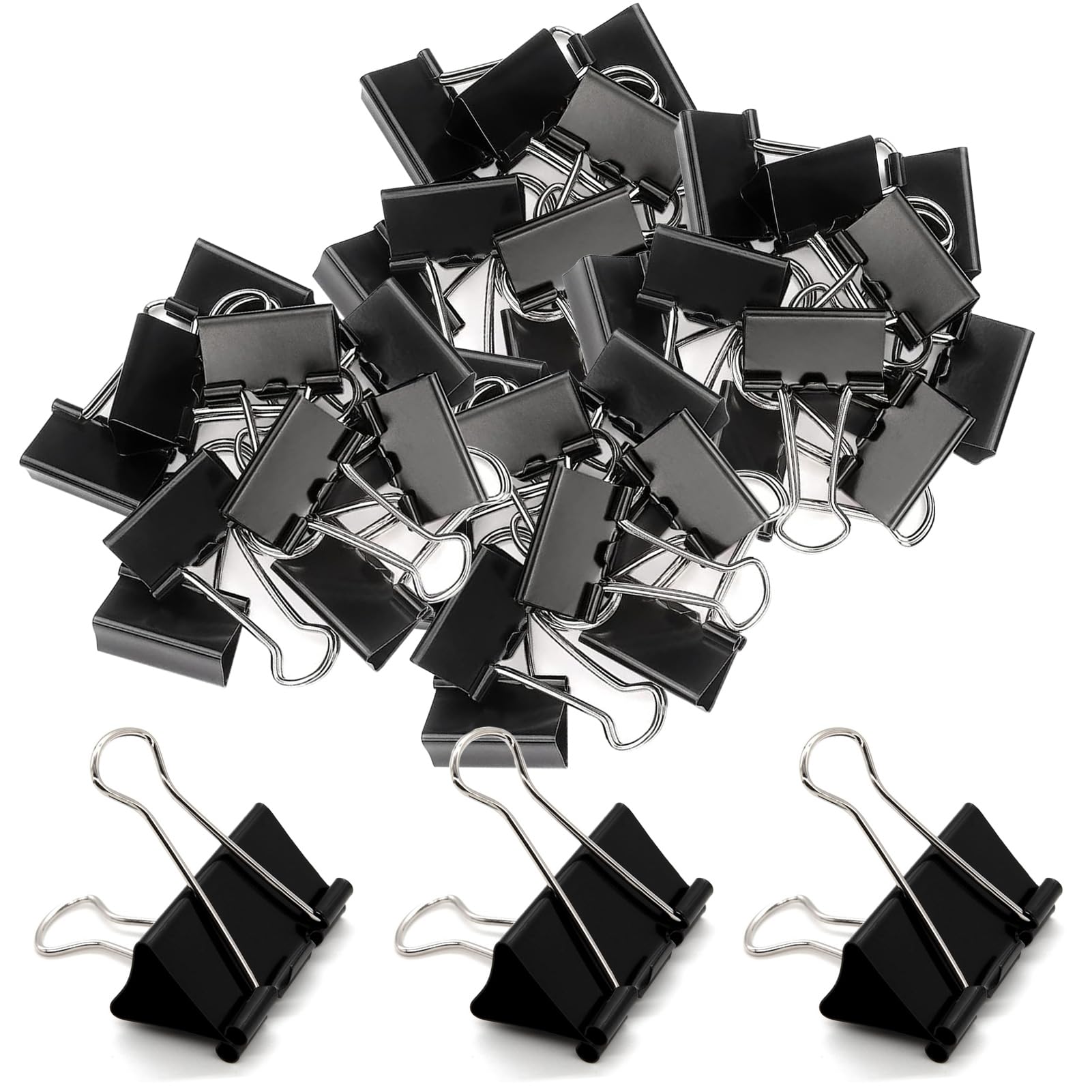 36pcs Bulldog Clips 32mm Paper Clip Binder Clips (Black, 32mm)