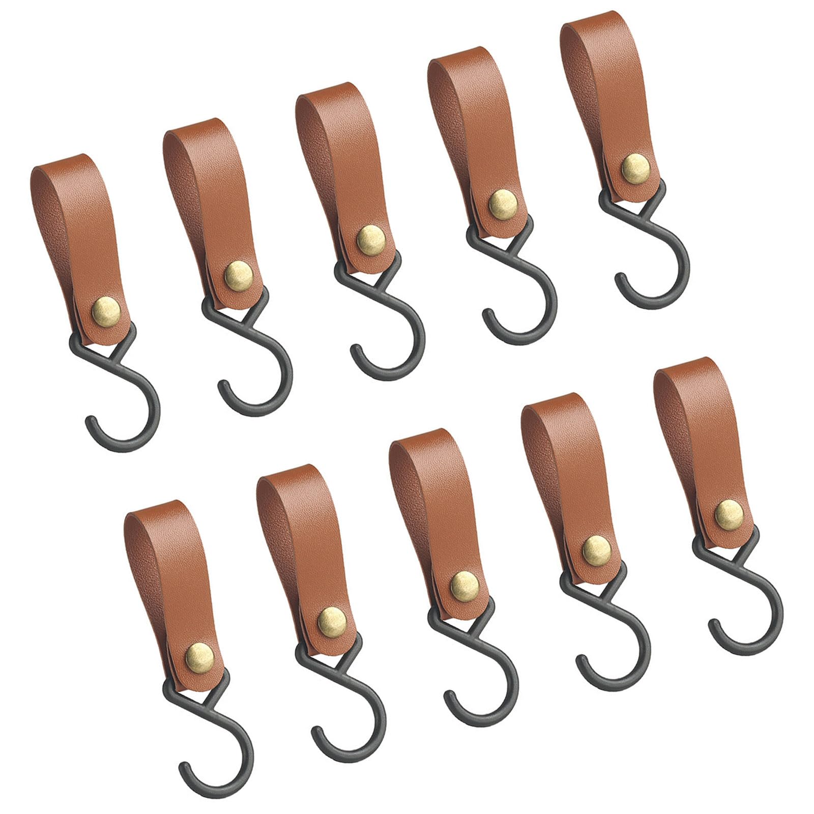 Elnwnnkc S Shaped Hooks PU Leather 125x33mm Clothesline Hook Multifunctional for Hanging Clothes and Bags 4 Colors 10pcs Camping Hanging Hooks