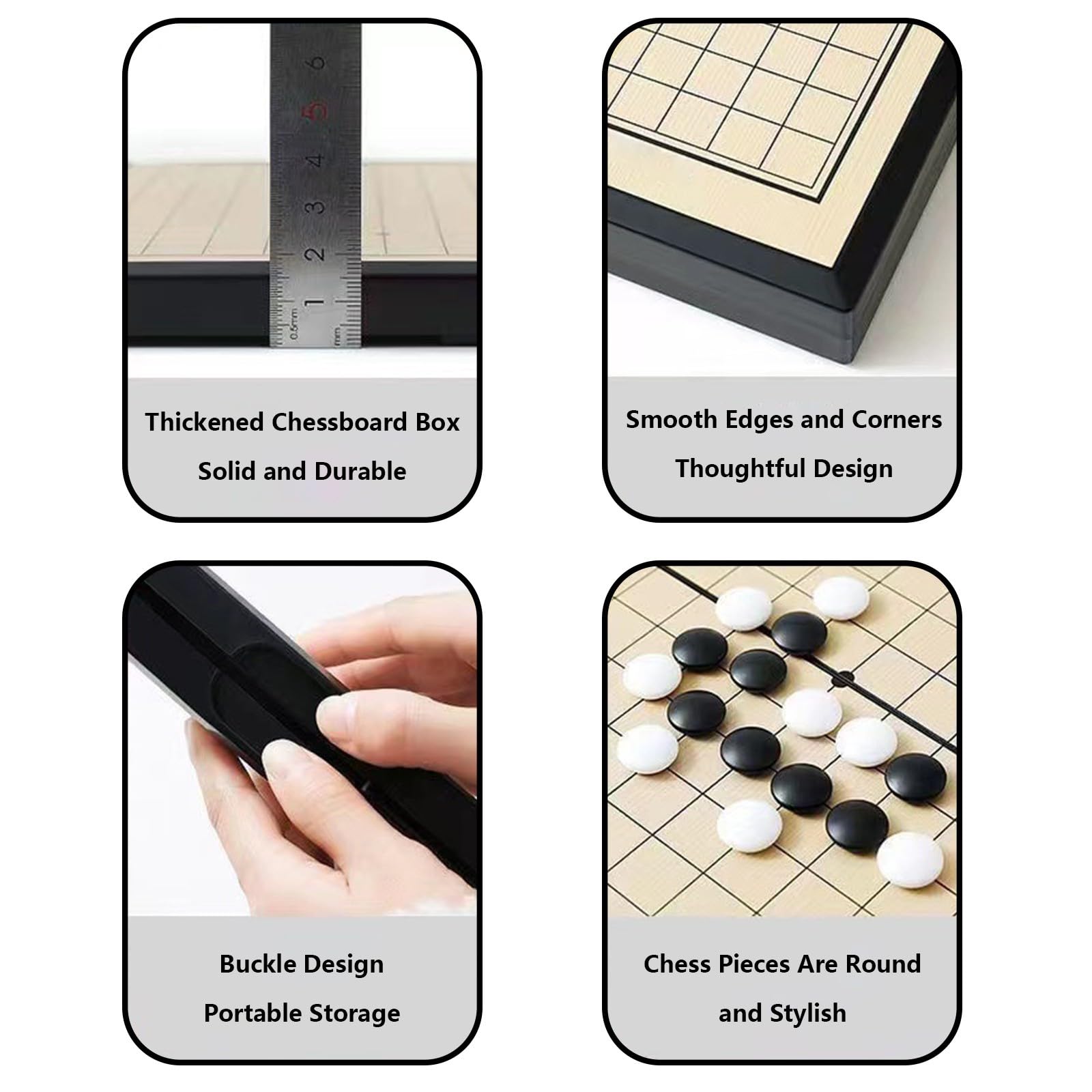 Set di gioco magnetico Go, set da gioco Go con due scatole di conservazione, pieghevole, in plastica convessa singola, per intrattenimento e tempo libero (Giallo+Nero,C)