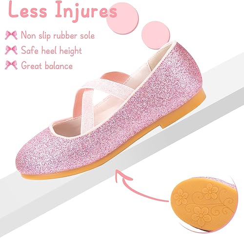 Miniatura 3 de Zapatos planos de ballet de princesa con purpurina para niñas, zapatos de vestir para niña, zapatos de vestir para niña, zapatos de princesa de boda
