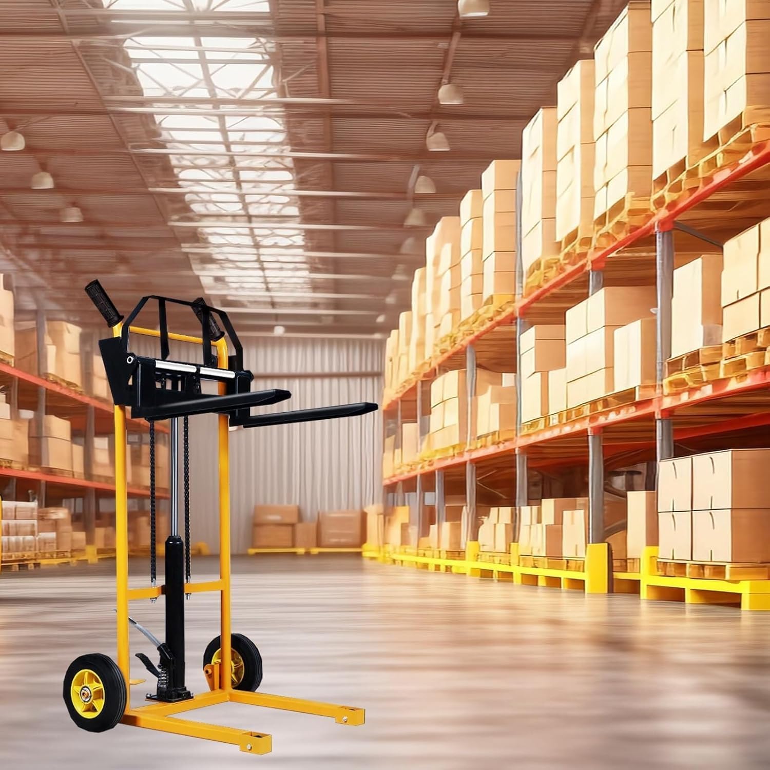 Stapler Carrello per piattaforma Piccolo impilatore manuale dell'argano dell'ascensore del materiale del carrello forcale idraulico carrello dell'ascensore idraulico delle rotelle girevoli