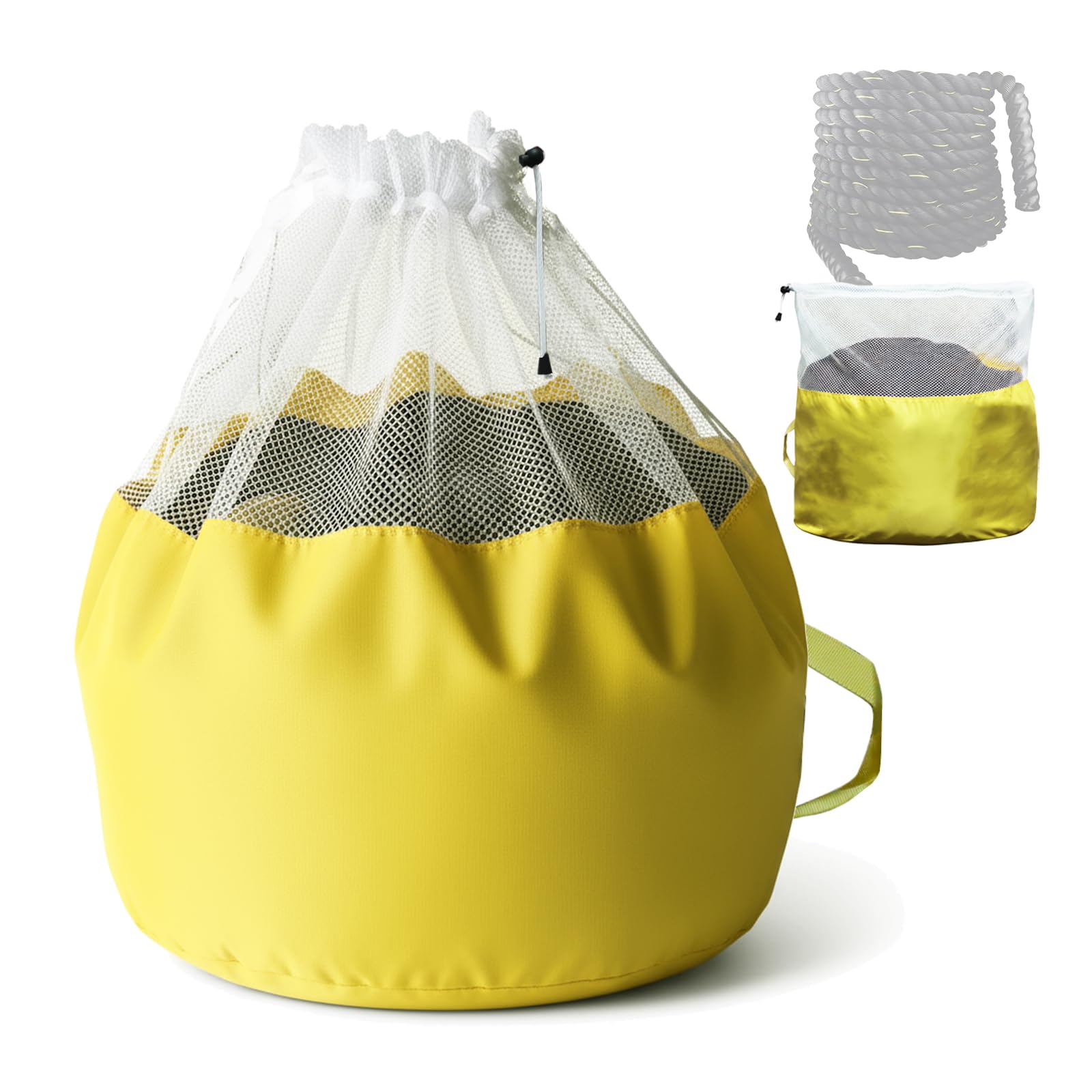 J Bryant Extra Large Battle Rope Storage Bag – Heavy-Duty Carry Sack for Training Ropes, Jump Ropes & Gym Accessories (Yellow)