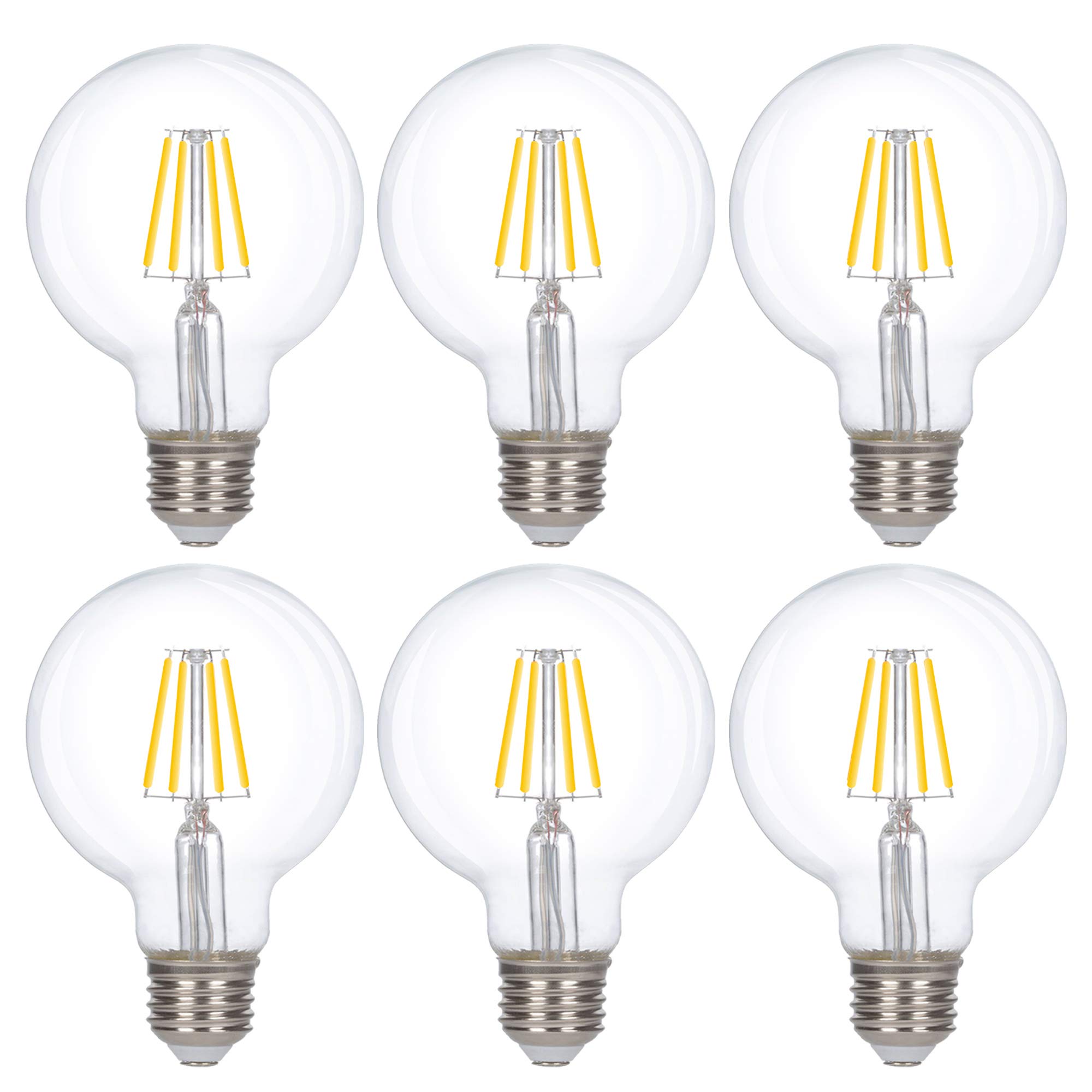 Cheetah Trading Post Simba Lighting LED Edison Vintage Filament G25 6W 120V E26, 4000K, 6 Pack