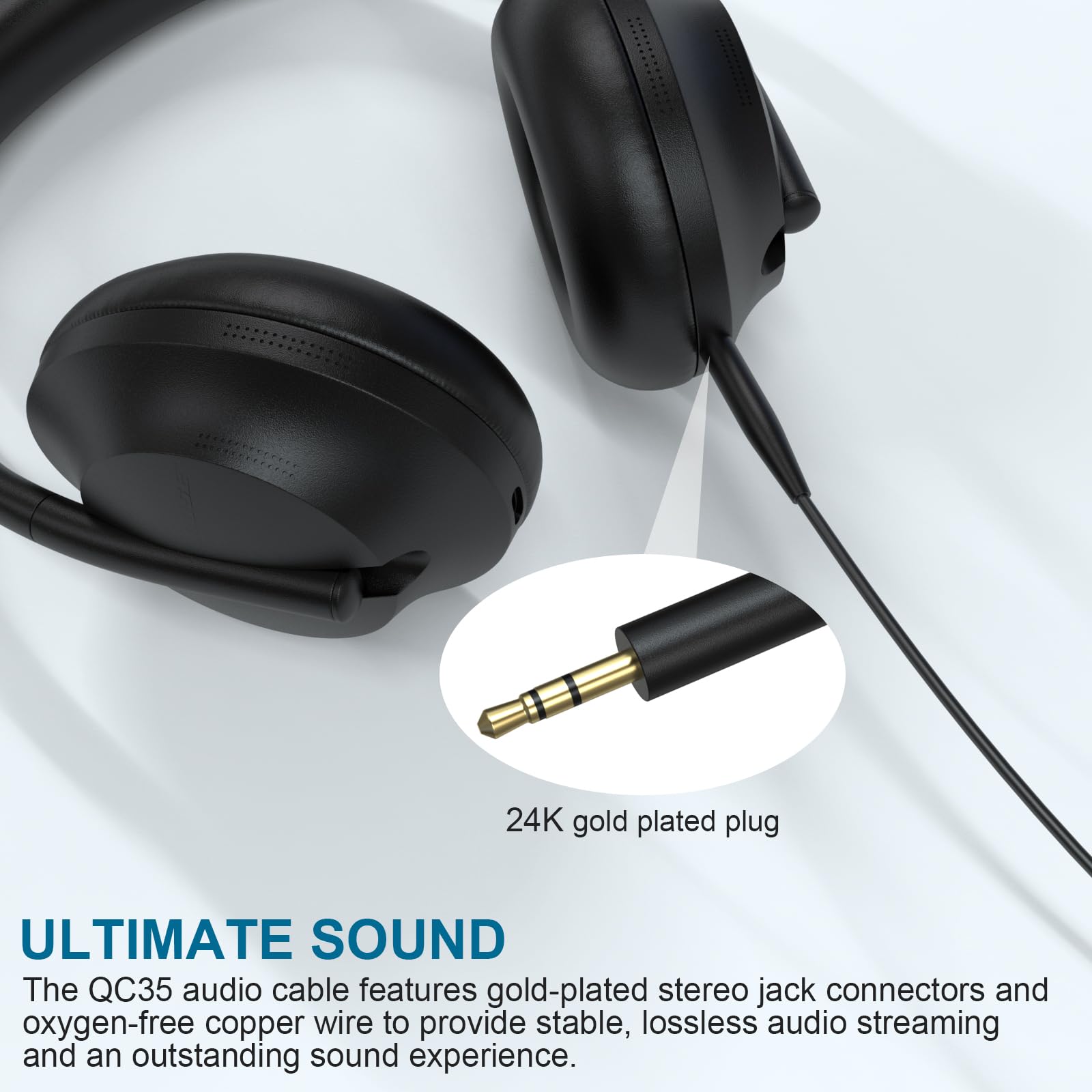 MOSWAG 3,5 mm naar 2,5 mm mannelijke audiokabel, compatibel met Bose 700 QuietComfort QC45 QC35II QC35 QC25 ruisonderdrukkende hoofdtelefoons, JBL E45BT E55BT E65BTNC Bluetooth-oortelefoon