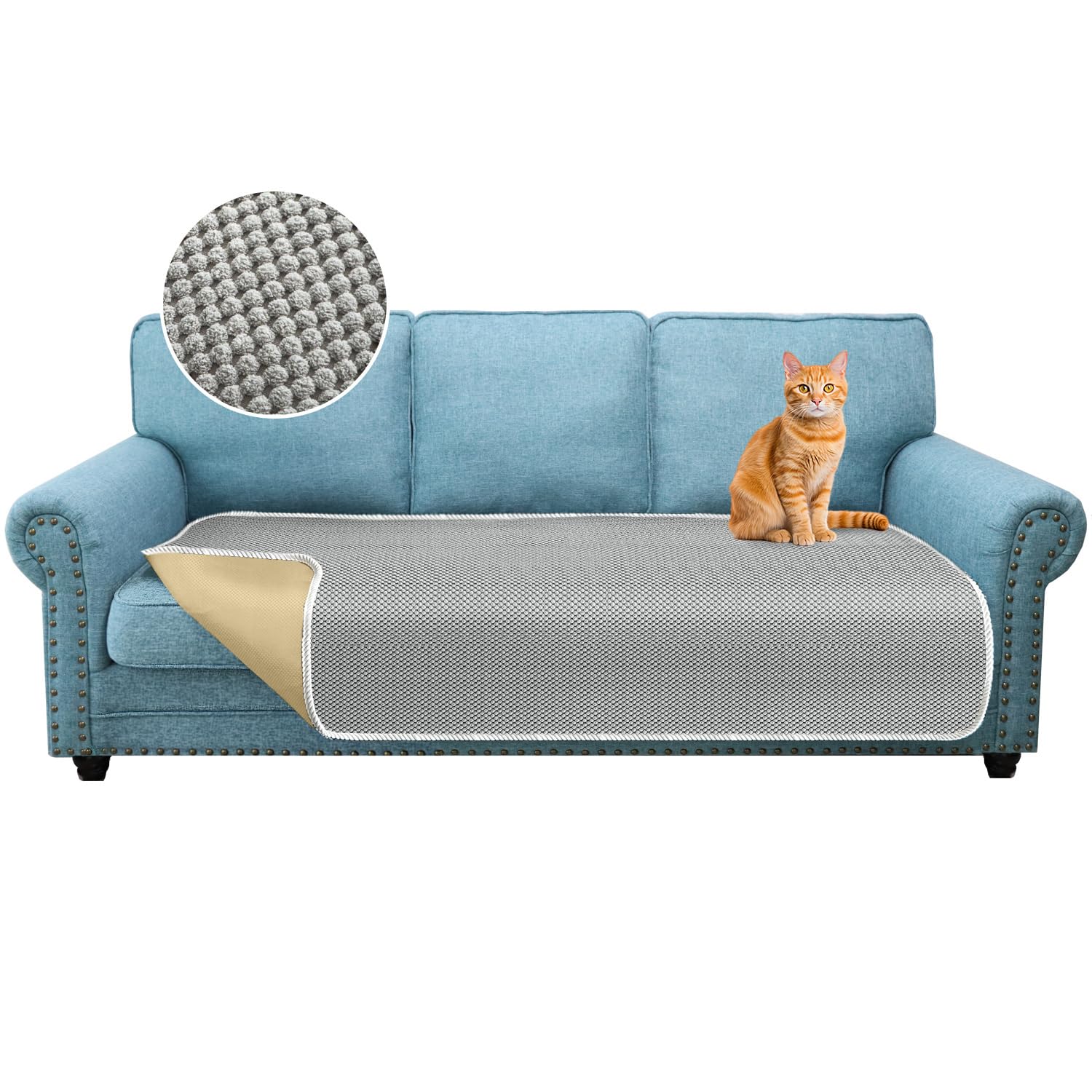 Granbest Funda de sofá de terciopelo de microfibra gruesa, funda de sofá de 3 plazas, funda de sofá de alta densidad antideslizante, cuatro estaciones, protección universal lavable para mascotas y