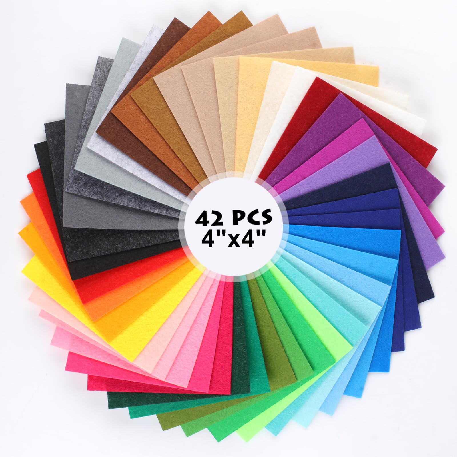 TBUKEOM Felt Sheets for Crafts, 4x4 Inch Assorted Colors Craft Supplies, 1mm Thick Nonwoven Felt Fabric Squares, Crafts DIY, Sewing, Patchwork, Card