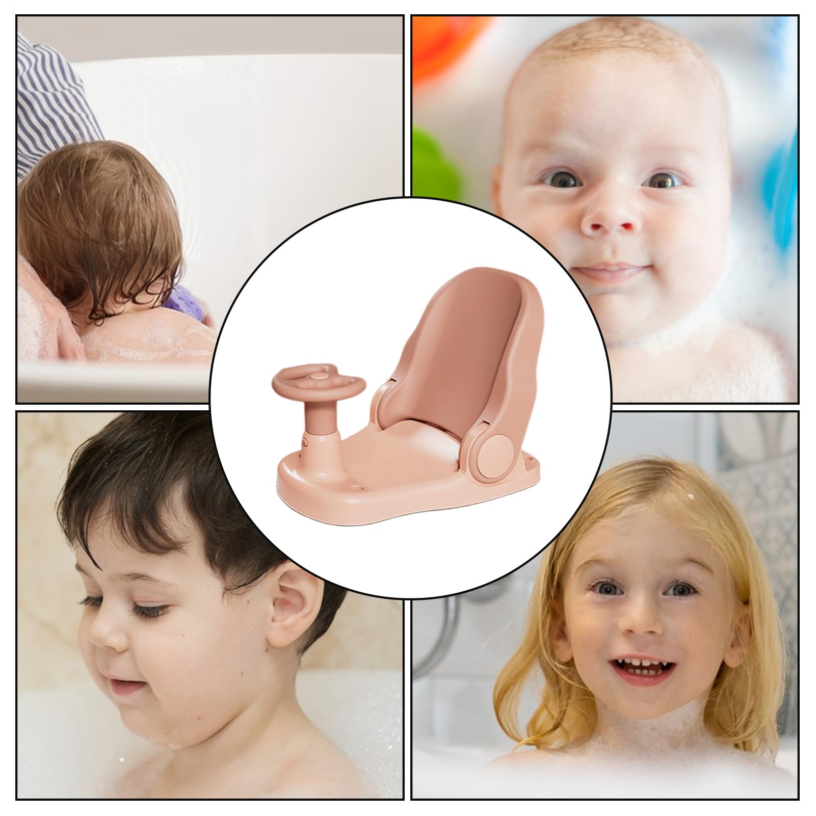 Asiento de baño para bebé a partir de 6 meses, silla de ducha plegable