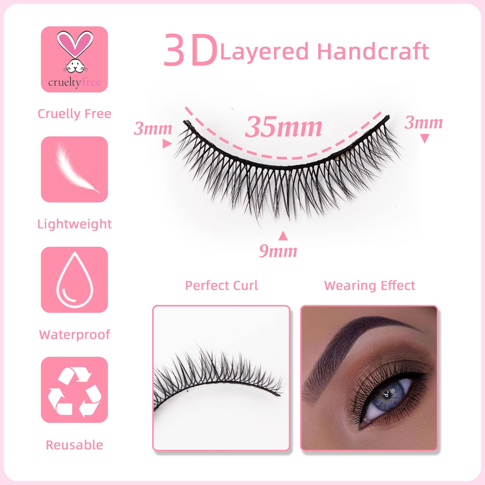 SQYlashes Short Lashes Natural Wispy Lashes Cat Eye False Eyelashes - Mixed 2 Styles, 14 Pairs, MG01