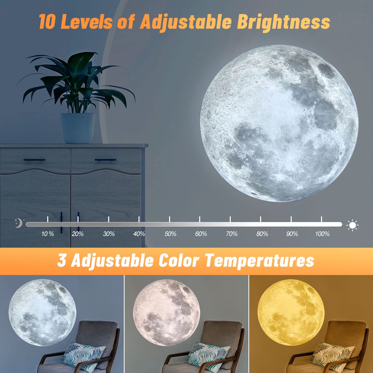 ワイヤレス3Dムーンライト 人気爆発！】「Moon G」宙に浮く！模様も明かりもリアルな月の