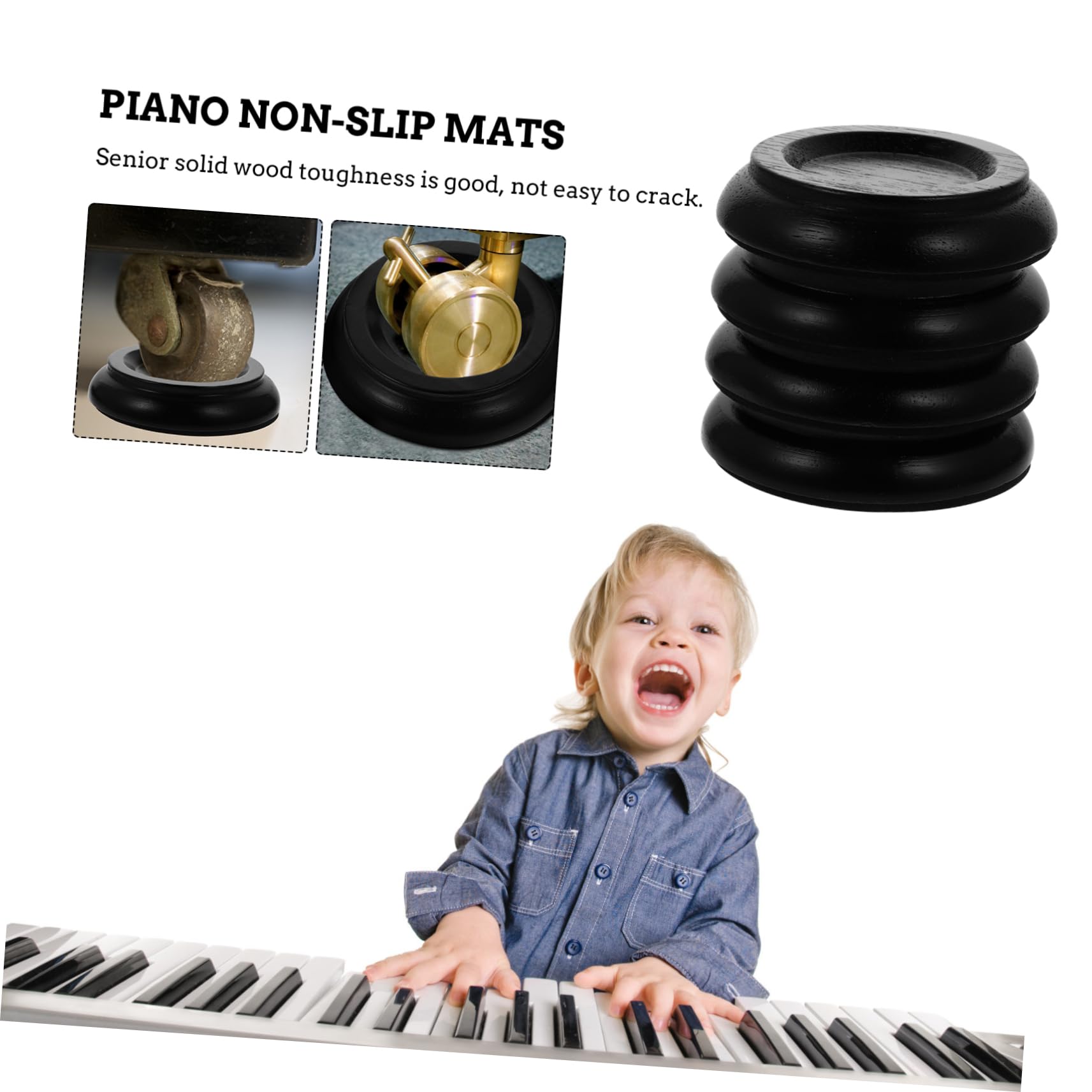 Generic Wood Piano Feet Pads 4 Pieces Grand Piano Caster Cups for Sound Insulation Skid Resistance
