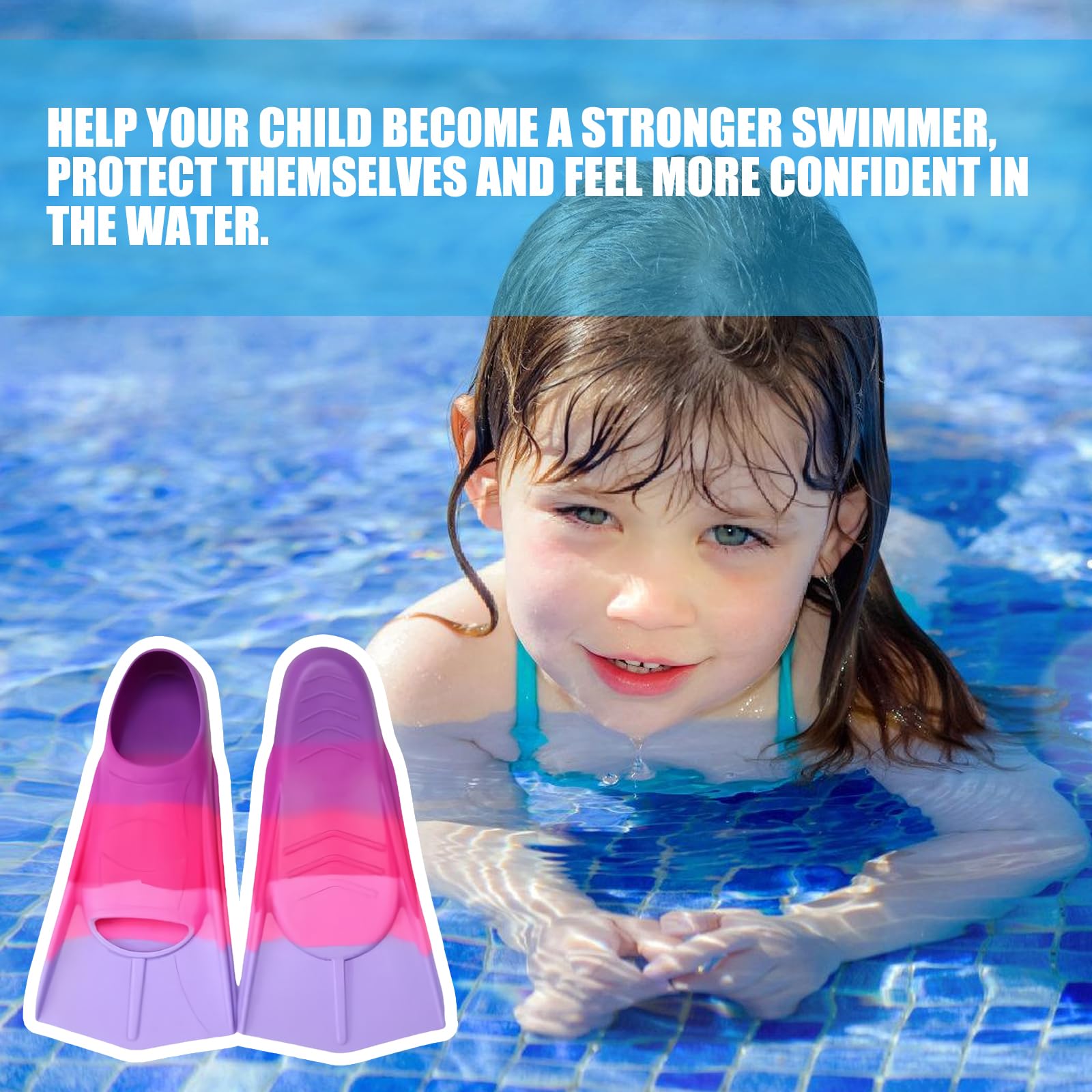 Pinne da nuoto per bambini XXS [30 – 32], 100% silicone, pinne corte, pinne per bambini per allenamento e lap arcobaleno pinne nuoto per bambini carine corte in silicone